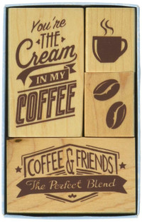 COFFEE Rubber Stamps 60-10171 Inkadinkado 4 pc set Brand NEW