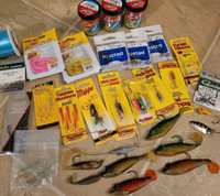 variety of fishing lures and hooks