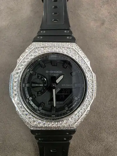 Casio G shock embedded with diamonds & 925 silver