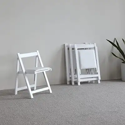 FUNROLUX 2-Pack White Wooden Folding Chairs with Padded Seats -, View more