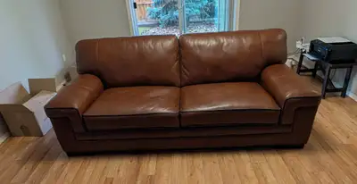 Leon's Stampede Genuine Leather Sofa – Cognac Brown, View more