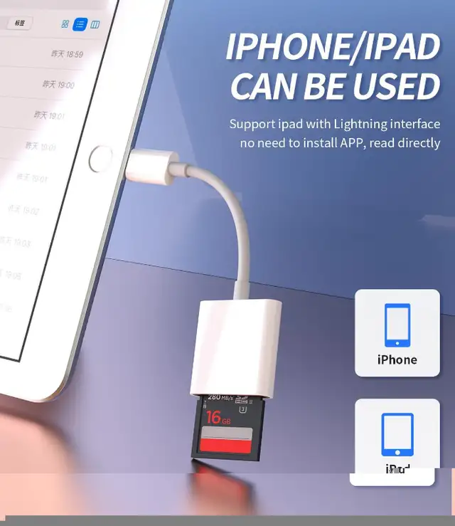 SD Card Reader for iPhone Camera Memory Lightning Adapter Access in General Electronics in Ottawa - Image 5