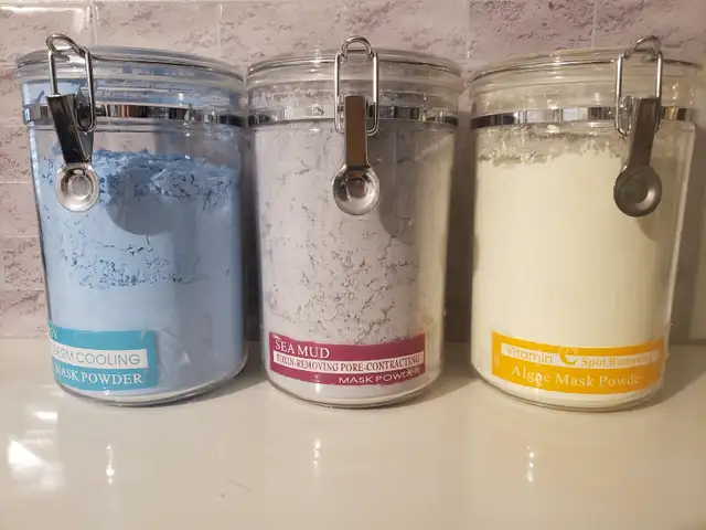 3x SET Mask Powder in Anchor Hocking Acrylic Round Canister