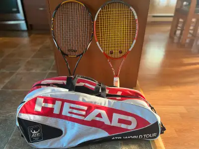 Raquettes 1- Wilson ($65.00) 2- Head ($65.00) 3- sac ($30.00)