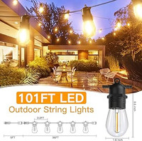 S14 LED Outdoor String Lights - 52 Ft.(42+10) Outdoor Lights wit