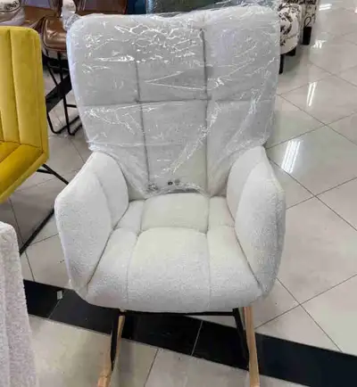 (NEW) White Sherpa Rocking Chair, View more