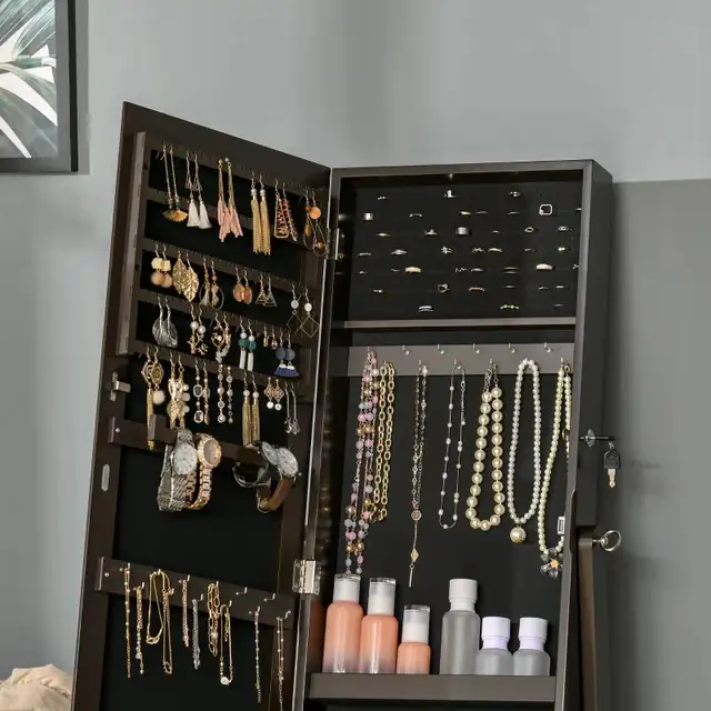 Mirror Jewelry Cabinet Armoire, Lockable Jewelry Organizer  in Home Décor & Accents in Markham / York Region - Image 10