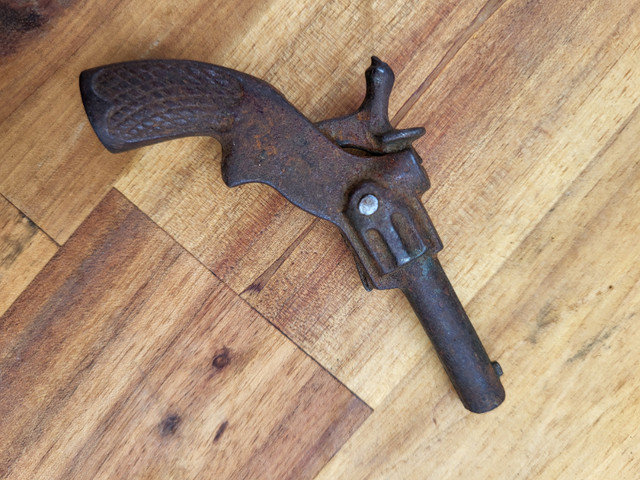 Antique Child's "Pluck" made in USA Toy Cast Iron Cap Gun Pistol in Arts & Collectibles in Hamilton