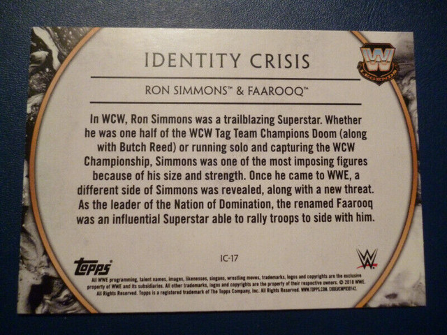 Topps WWE Identity Crisis card 19/50 Iron Sheik + Ron Simmons dans Art et objets de collection  à Peterborough - Image 4