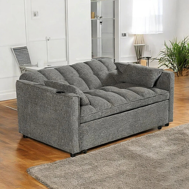 Fabric Upholstered Sofa Bed With Built-In USB Charging Ports in Couches & Futons in Oakville / Halton Region - Image 2