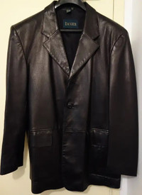 *** DANIER Men Classic Black Leather Jacket 40/42
