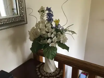 Artificial Flowers in Large Ceramic Vase, View more