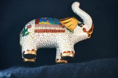 Cloisonne Enamel Elephant Figurine Circa 1960-1980, View more