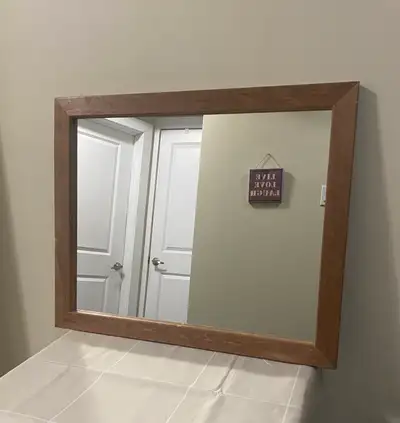 Wood Framed Wall Mirror (57.5cm x 47.5cm) – Good Condition, View more