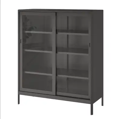 60% OFF IDÅSEN Cabinet with sliding glass doors, 120x140 cm, View more