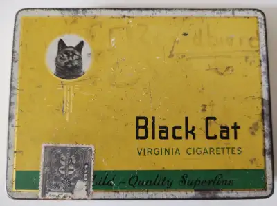 black cat virginia cigarettes tin Vintage Carreras 'extra Large' Mild Cigarette Vintage Black Cat Cigarettes Tobacco