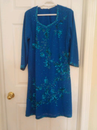 Blue Indian Dress with Sequins & Bead Work  - 3 Piece Set