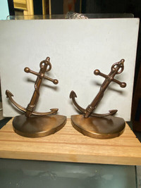 Vintage Chase Art Deco Ship Boat Anchor Brass Bookends. Each boo