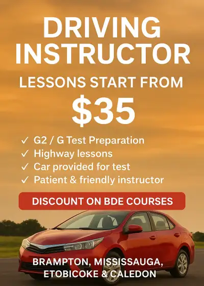 MTO Certified Experienced driving instructor!! Offering lessons in brampton and mississauga!! Lesson...