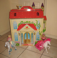 2 story 4 rooms Large Folding Wooden Doll House Princess Castle