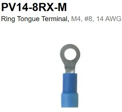 100 PANDUIT PV14-8RX #14-16 Ring tongue Hole #8 Vinyl insulated, View more