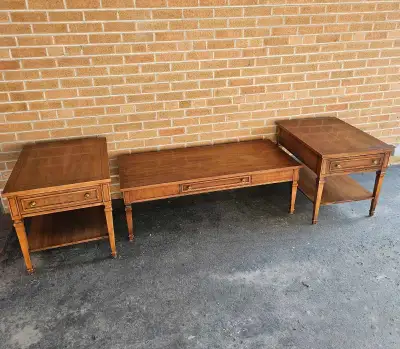 Vintage Walnut Coffee Table + Side Tables, View more