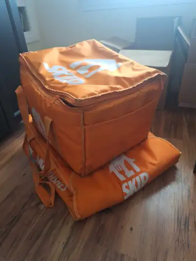 Skip the Dishes Insulated Orange Delivery Bags. Square bag and pizza bag. Like new, including divide...