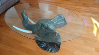  elephant glass top coffee table 