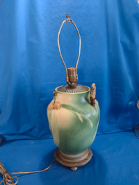Antique Roseville Pottery Green Pinecone Lamp