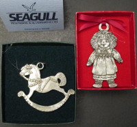 2 "SEAGULL PEWTER" HANGING ORNAMENTS IN ORIGINAL BOXES