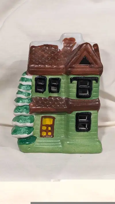 Green ceramic Christmas House - votive candle holder, View more