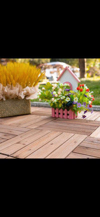  27 Pcs Wood Interlocking Deck Tiles，Outdoor Flooring Tiles 