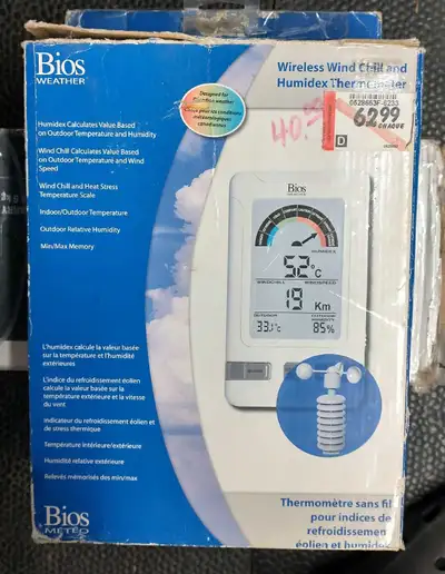 BIOS Weather wireless wind chill and humidex thermometer, View more