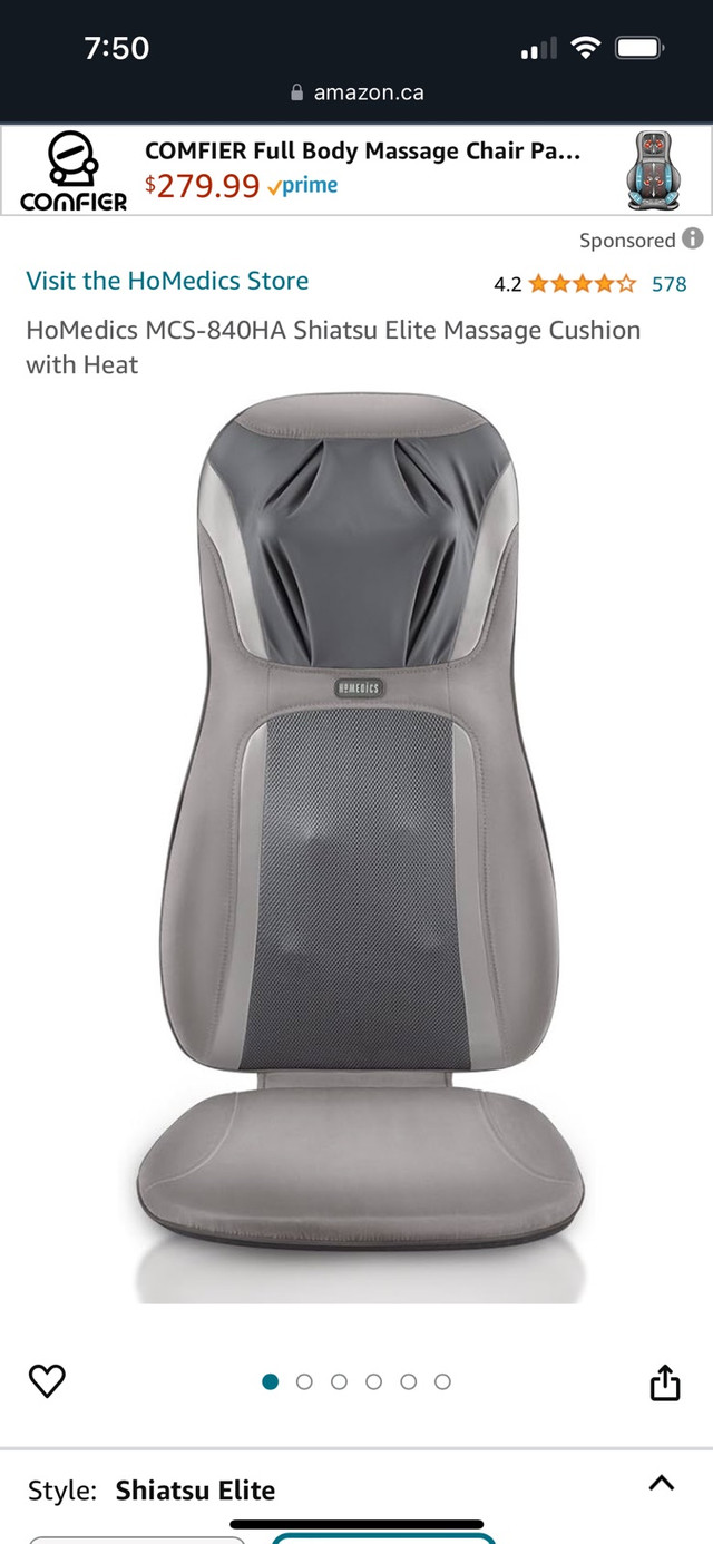 Brand new HoMedics MCS‐840HA Shiatsu Elite Massage Cushion with  in Health & Special Needs in Belleville - Image 4