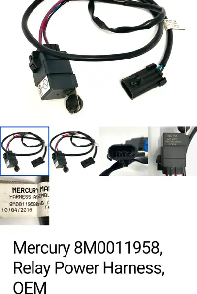 Mercury 8M0011958, Accessory Relay Power Harness, OEM