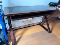 Desk with glass top and drawer