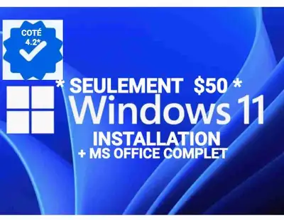 INSTALLATION DE WINDOWS 11+ MS OFFICE COMPLET, View more