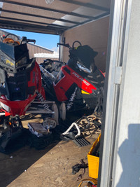 2 Snowmobiles in trailer with gear ready to GO!