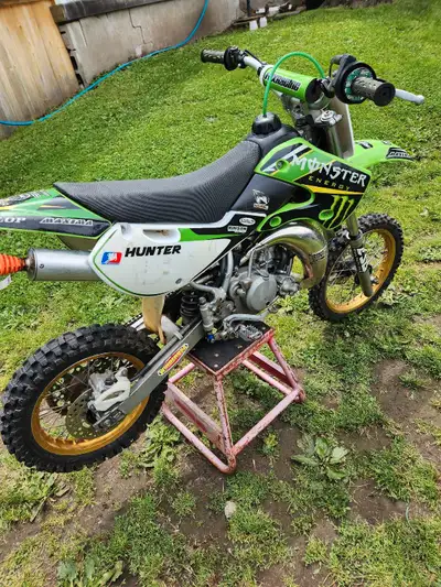 07' KX 65 Excel rims, full Pro Circuit exhaust, spare rear rim with sand tire. Spare frame with swin...