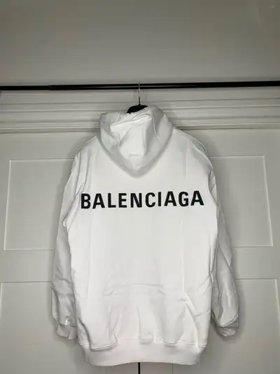 Balenciaga Archetype Back Logo White Pullover Hoodie, View more