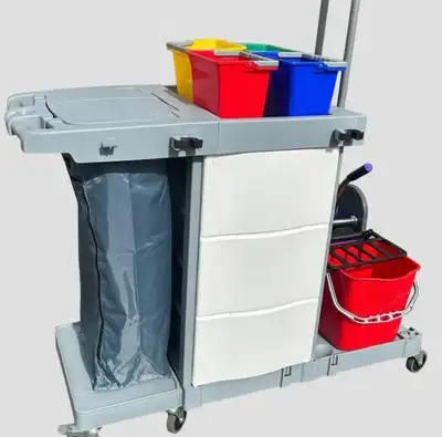 Keep cleaning supplies, laundry, and essential janitorial tools organized and easy to transport with...