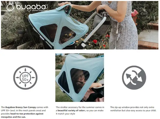 (NEW) Bugaboo Bee Breezy Sun Canopy Soft Pink (NO STROLLER) in Strollers, Carriers & Car Seats in City of Toronto - Image 9