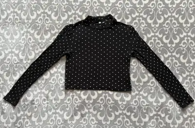 H&M Black & White Polka Dot Long Sleeve Top, View more