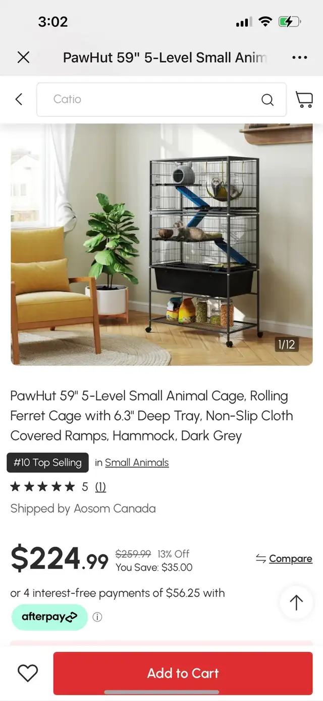 59" 5-Level Small Animal Cage, Rolling Ferret Cage with 6.3"  in Accessories in Markham / York Region - Image 11
