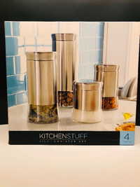 4 Piece Glass and Stainless Steel Canister Set