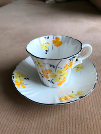 Unnamed Royal Albert Crown China Cup Saucer  Orange Floral