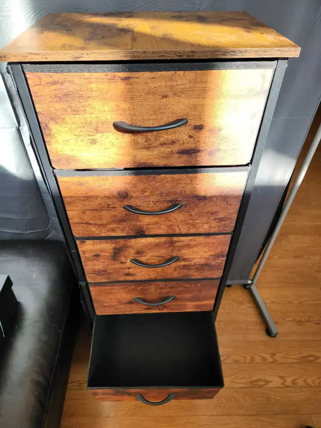 Rustic Wood-Look 5-Drawer Filing Cabinet – Black Metal Frame | Dressers ...