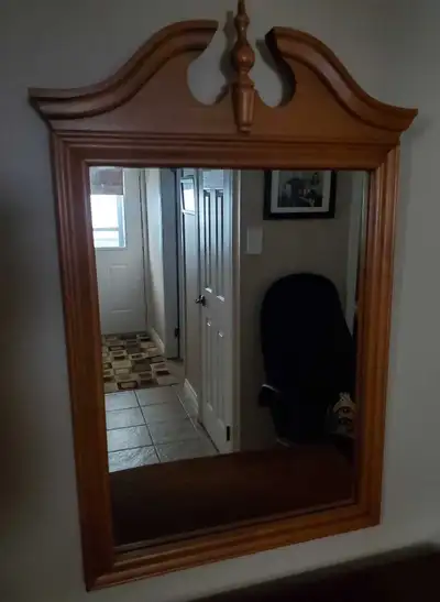 maple framed mirror, View more