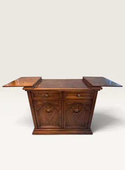 Vintage Sklar-Peppler Wooden Dry Bar / Flip-Top Cabinet , View more