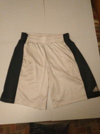 Adidas white with blue stripe down side basketball shorts